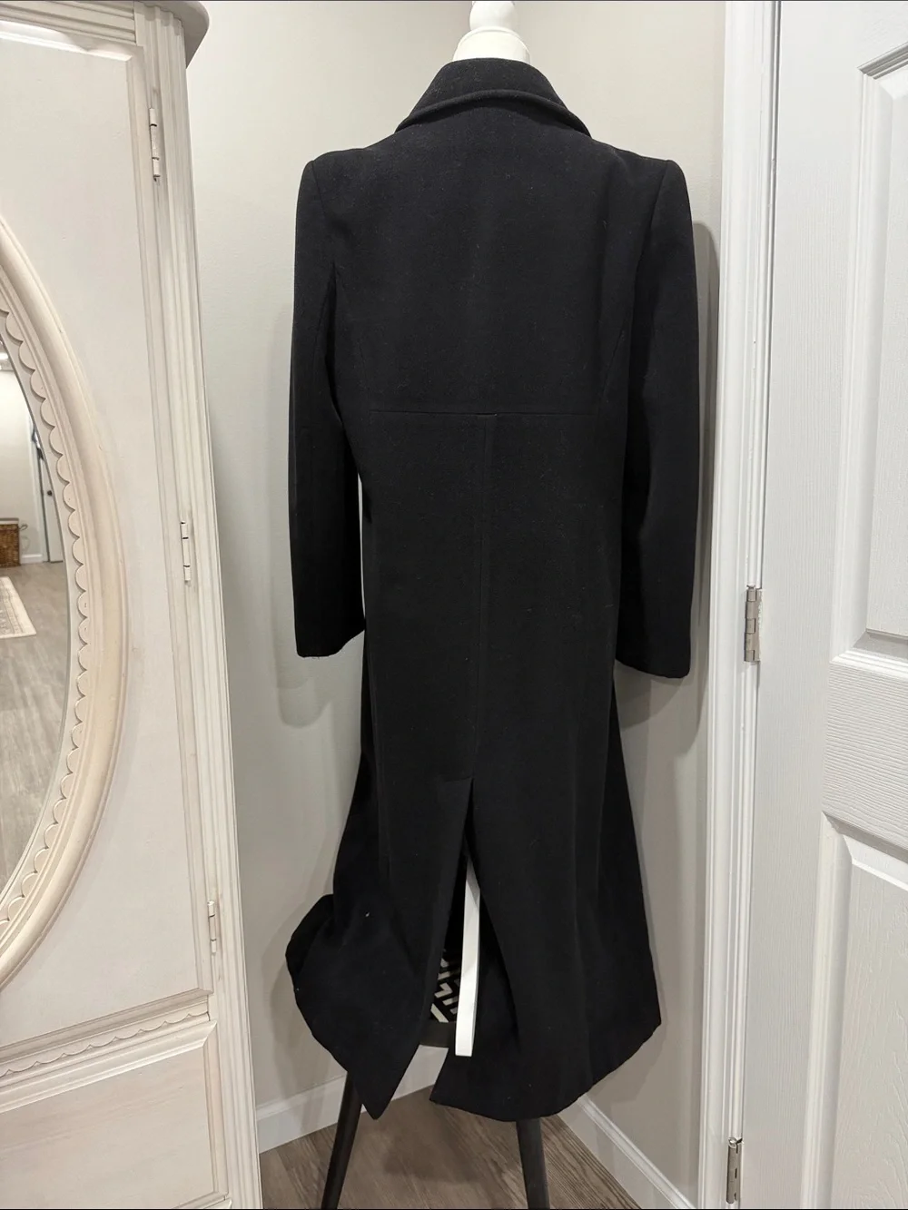 Larry Levine Black Wool Blend Winter Trench Overcoat Jacket Coat Size 8